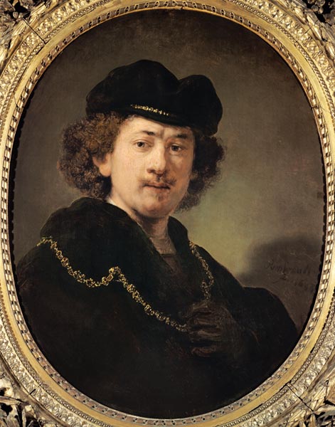 Self-portrait with cap and golden chain from Rembrandt van Rijn