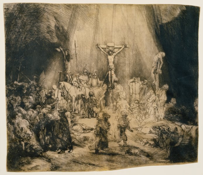 Christ crucified between the two thieves: The three crosses from Rembrandt van Rijn
