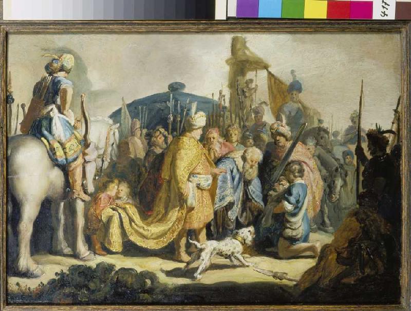 David submits the head of Goliath to king Saul. from Rembrandt van Rijn