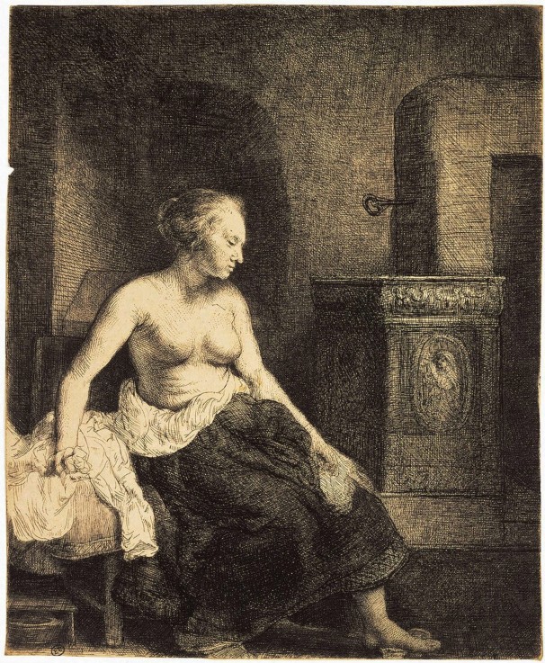Half-Naked Woman by a Stove from Rembrandt van Rijn