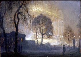 The Regal from Hyde Park on a Misty Night, 1932 (panel) 