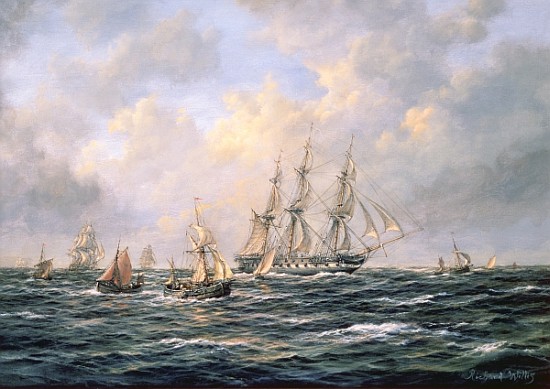 Convoy of East Indiamen amid Fishing Boats from Richard  Willis