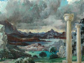 Storm over Greece (oil on canvas)