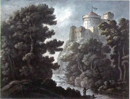 Landscape with castle on a rock from Robert Adam