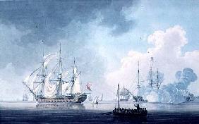 English Ships of War, one firing a Salute