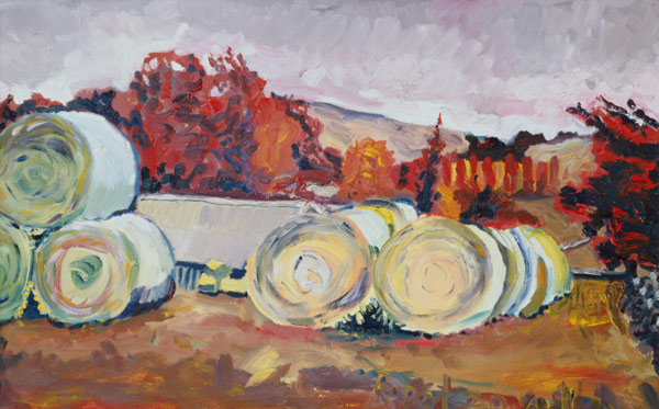 Haybales, Scotland, 1996 (oil on board)  from Robert  Hobhouse