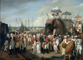 The reception of the Mysorean Hostage Princes by Lieutenant General Lord Cornwallis (1738-1805) c.17