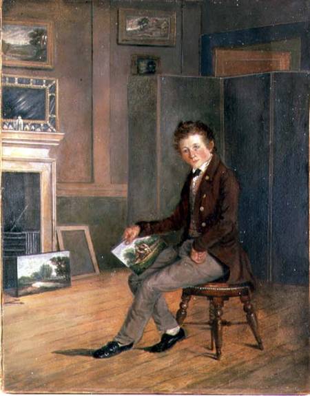 Portrait of Joseph Stannard (1797-1830) as a Youth (oil on paper on canvas) from Robert Ladbrooke