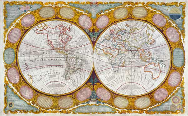 A New and Correct Map of the World, 1770-97 from Robert Wilkinson
