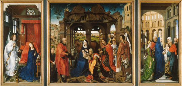Dreikönigs/Columba-Altar. Gegen 1455. Verkündigung Mariae/Anbetung der Könige. from Rogier van der Weyden