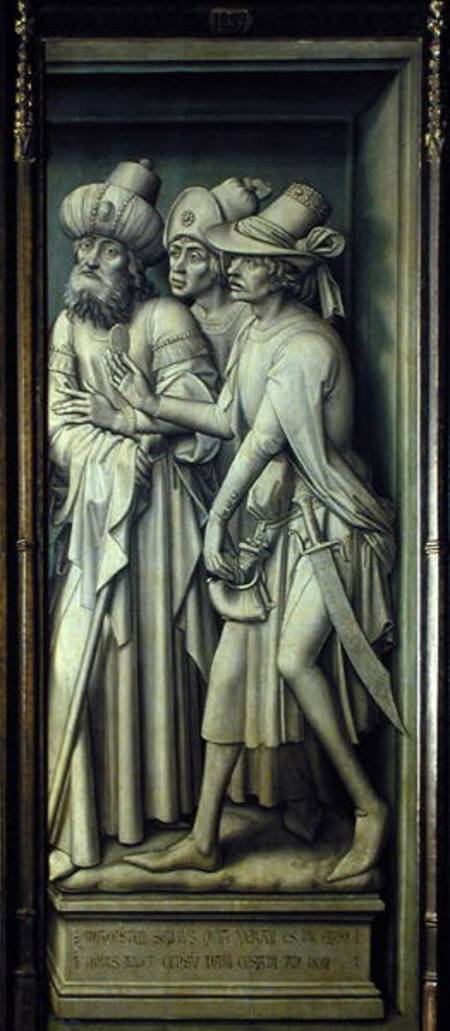 Three Pharisees with Caesar's Coin, from the Redemption Triptych from Rogier van der Weyden