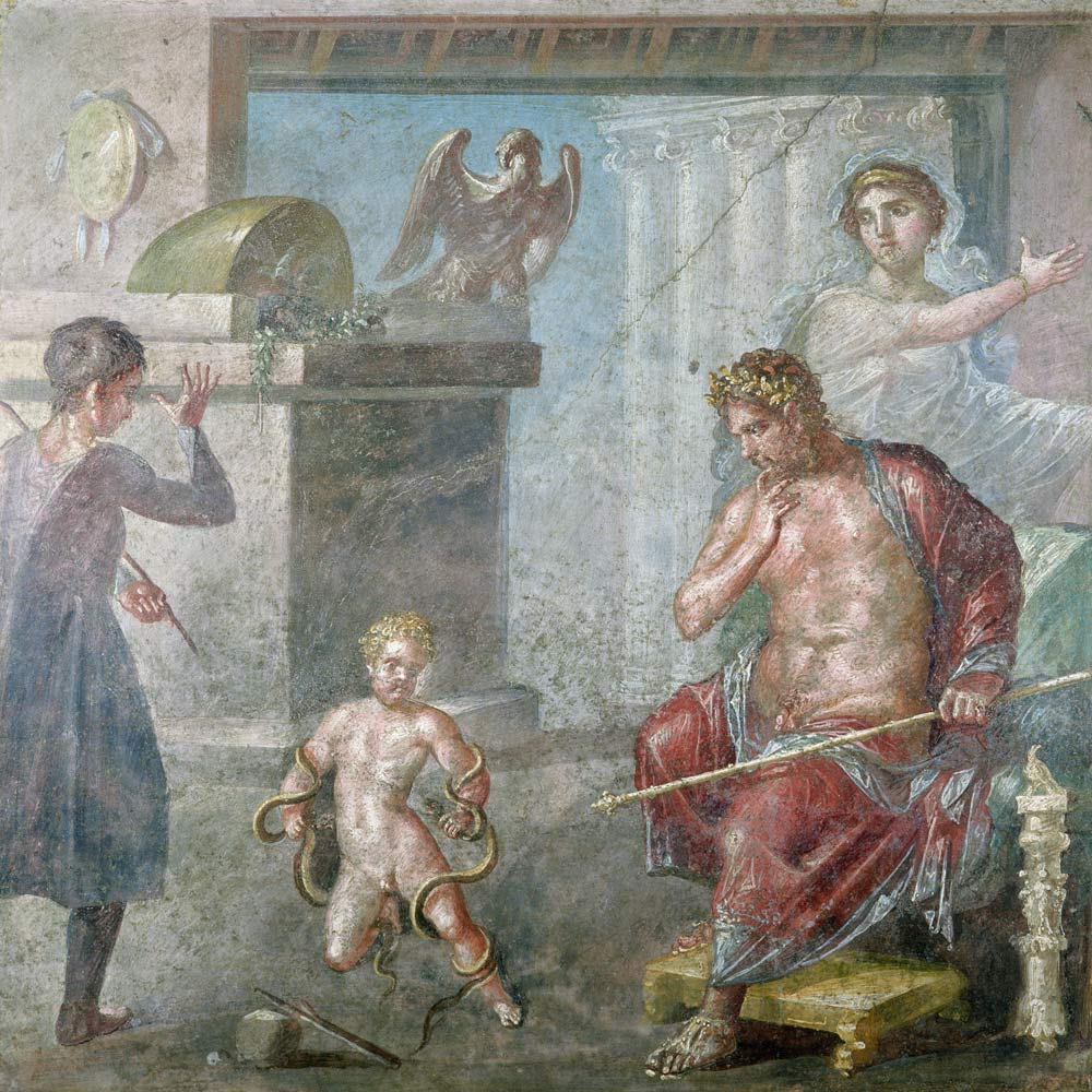 Hercules strangling the serpents as a child, Casa dei Vettii from Roman