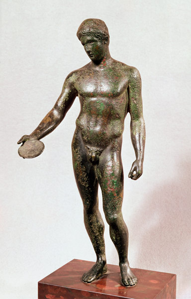 Statue of an ephebe making a libation from Roman