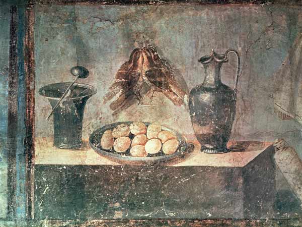 Still life with eggs and thrushes, from the Villa di Giulia Felice, Pompeii from Roman