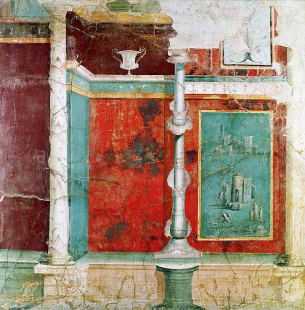 Architectural detail with a landscape, from Pompeii from Roman
