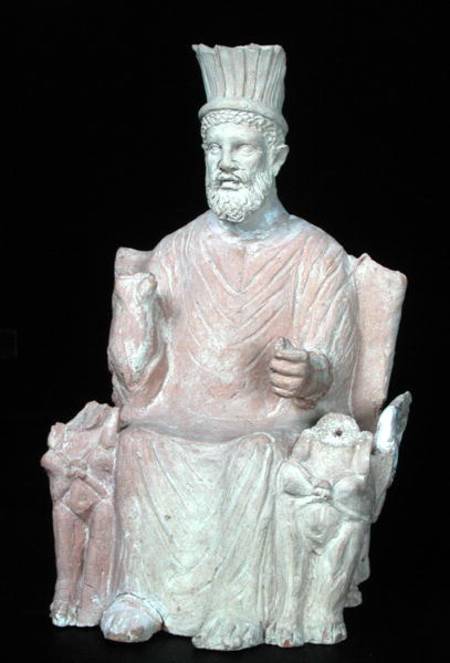 Baal Hammon seated on his throne, from the sanctuary at Bir Bou Regba from Roman