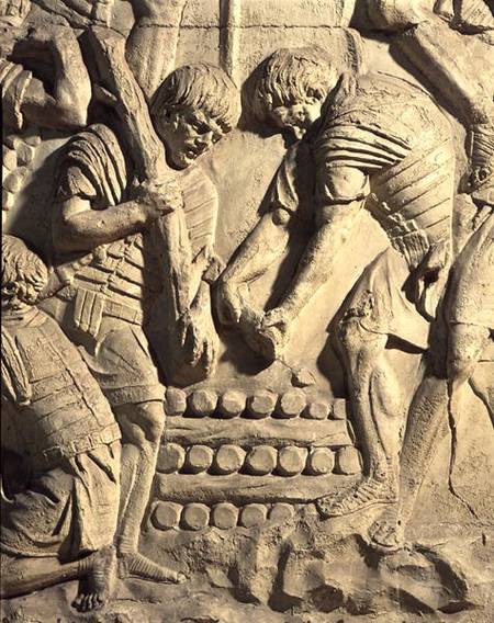 Construction of fortifications during the campaign against the Sarmatians, detail from a cast of Tra from Roman