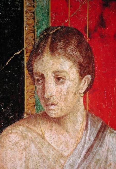 Detail of the head of the Seated Mother, from the Catechism Scene, North Wall, Oecus 5 from Roman