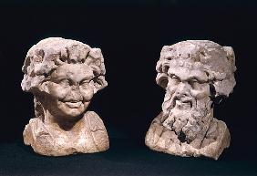 Head of Bacchus and a satyr from a hermatic pillar