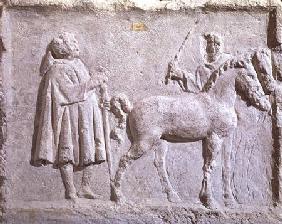 Relief depicting a horse market