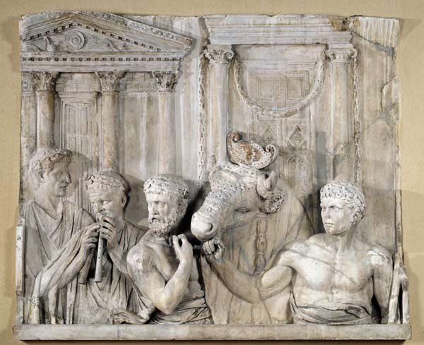 Relief depicting preparations for a sacrifice from Roman