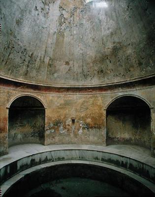 View of the interior of the frigidarium at the Thermae of the Forum (photo) from Roman 1st century AD