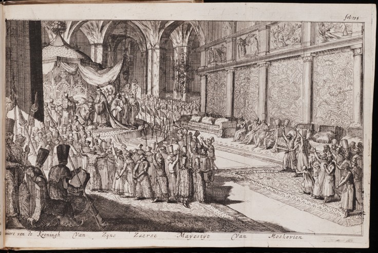 A scene at the royal court of Tsar Alexis Mikhailovich from Romeyn de Hooghe