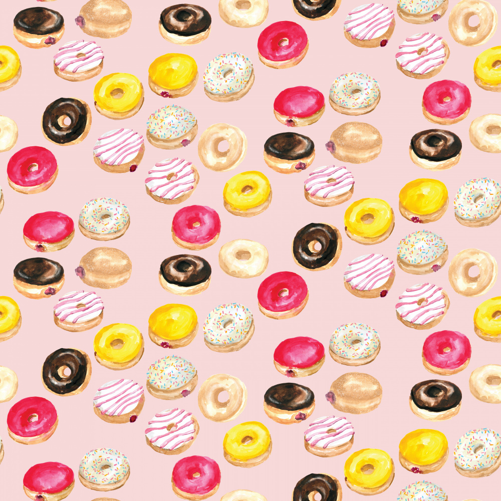Watercolor donuts pattern in pink from Rosana Laiz Blursbyai