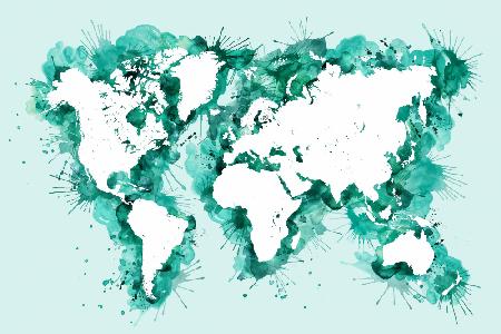 Teal strokes world map