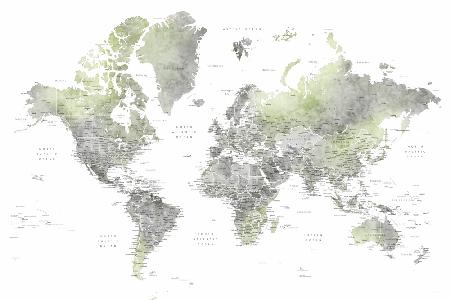 Detailed world map with cities, Hollace