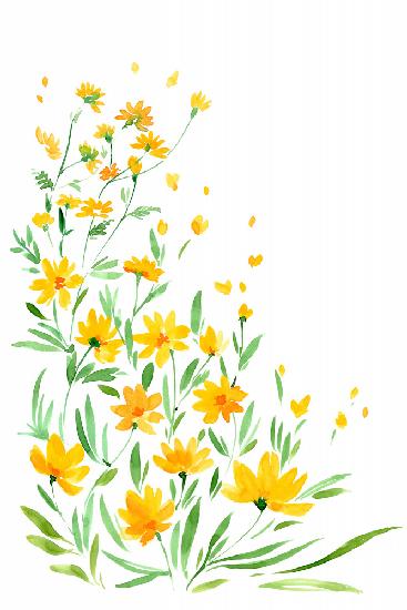 Yellow watercolor wildflowers