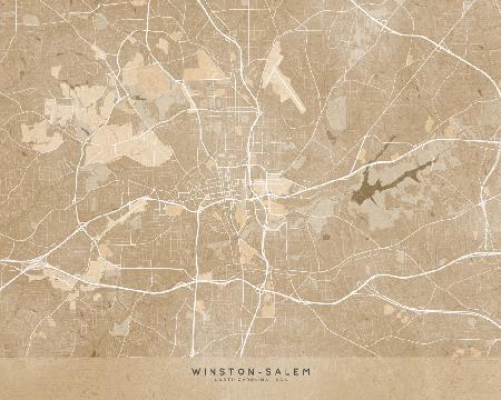 Map of Winston Salem (NC, USA) in sepia vintage style