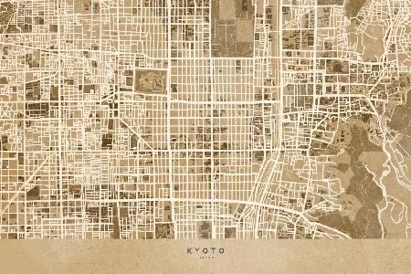 Sepia map of Kyoto