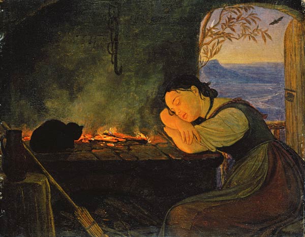 Girl Sleeping by the Fire from Rudolf Friedrich Wasmann