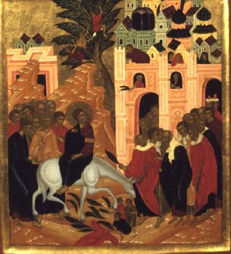 Christ's Entry into Jerusalem, icon from Russian School