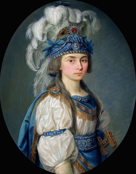 The actress and singer Praskovya Zhemchugova (1768-1803) as Eliane in Andre Gretry''s opera ''Les ma from Russian School