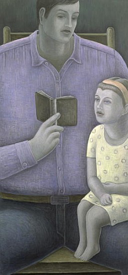 Man reading to Girl, 2003 (oil on canvas)  from Ruth  Addinall
