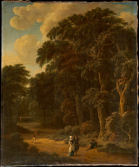 Forest Landscape with Forest Workers and People Strolling from Salomon Rombouts