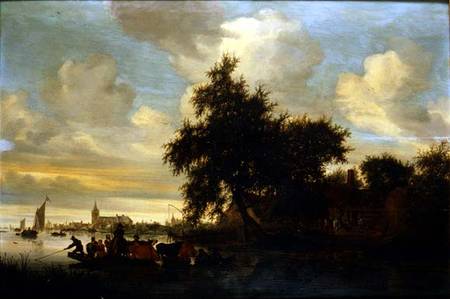 River Landscape with Ferry from Salomon van Ruisdael or Ruysdael