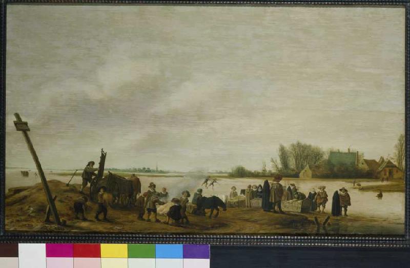 Winter landscape at the water from Salomon van Ruysdael