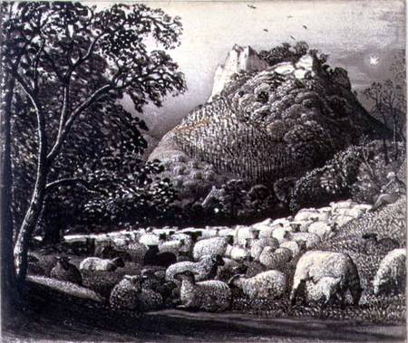 The Flock and the Star (pen and brush in ink over pencil and ink) from Samuel Palmer