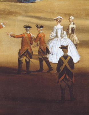 Soldiers and a couple in Horseguards Parade, c.1758 (oil on canvas (detail of 237617) from Samuel Wale