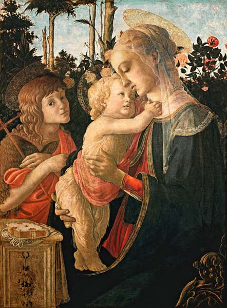 Madonna with the Jesuskind and Johannes. (Detail: Madonna) from Sandro Botticelli