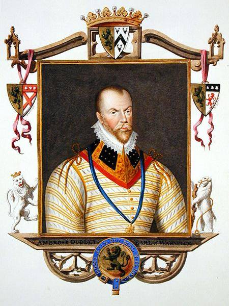 Portrait of Ambrose Dudley (c.1528-d.15 90) 1st Earl of Warwick from 'Memoirs of the Court of Queen from Sarah Countess of Essex