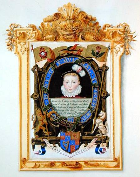 Portrait of James VI of Scotland (1566-1625) Later James I of England as a boy c.1574 from 'Memoirs from Sarah Countess of Essex
