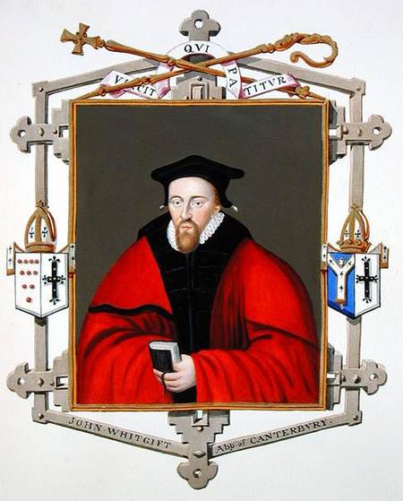 Portrait of John Whitgift (c.1530-1604) Archbishop of Canterbury from 'Memoirs of the Court of Queen from Sarah Countess of Essex