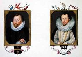 Double portrait of Sir Francis Drake (c.1540-96) and Sir Martin Frobisher (c.1535-94) from 'Memoirs