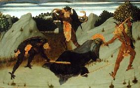 St. Anthony Beaten by Devils, panel from the Altarpiece of the Eucharist