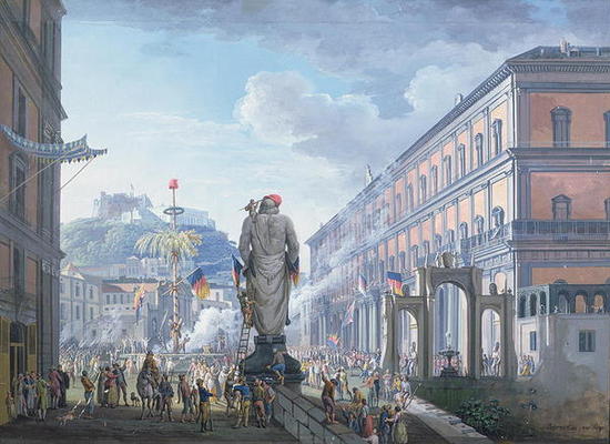 The Palazzo Reale, at the Moment When the Tree of Liberty was Cut Down and the Troops en masse were from Saviero Xavier della Gatta