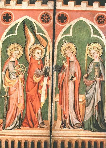 Annunciation with S.S. Barbara and Katherine from School of Cologne